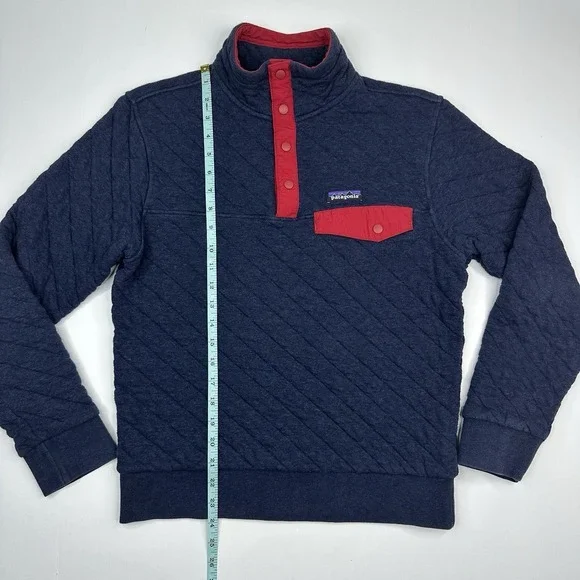 Patagonia Men's Navy‎ Blue Red Organic Cotton Snap-T Athletic Pullover Med/C40
